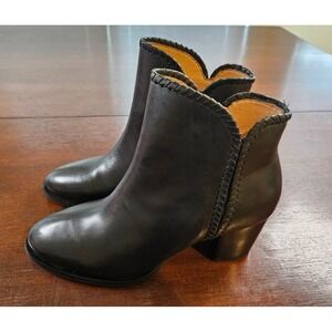 Jack Rodgers Boots Womens 6.5 Black Cassidy Ankle Side Zip Block Heel‎ City Chic